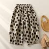 Pants for Women Summer Plus Size Cotton Loose Pants Polka Dots Versatile Casual High-waisted Wide-leg Linen Pants