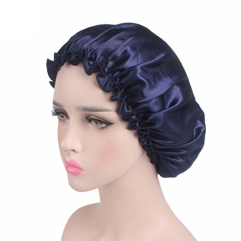 Women Satin Night Sleep Caps Hair Bonnet Hat Head Cover Silk Turban Wrap Band