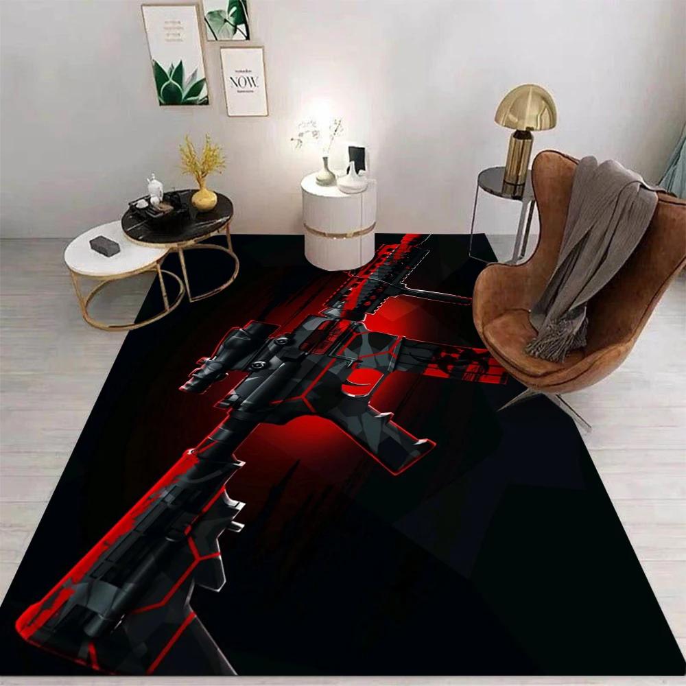 AK Gun Carpet Cartoon Living Room Bedroom Kitchen Sofa Table Balcony Rug Non-slip Washable Mat Exquisite Home Ornaments