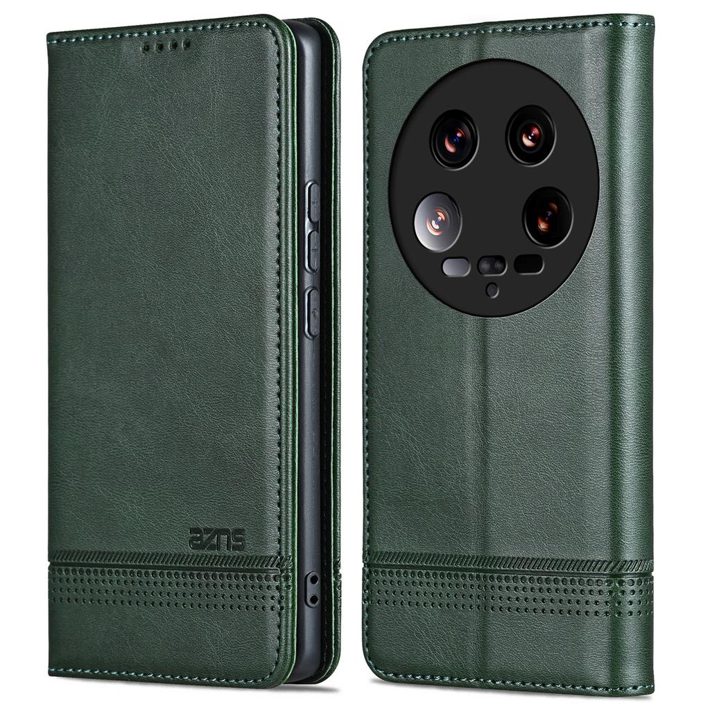 AZNS Für Xiaomi 14 Ultra Lederhülle Rindsledertextur Ständer Brieftasche Handyhülle