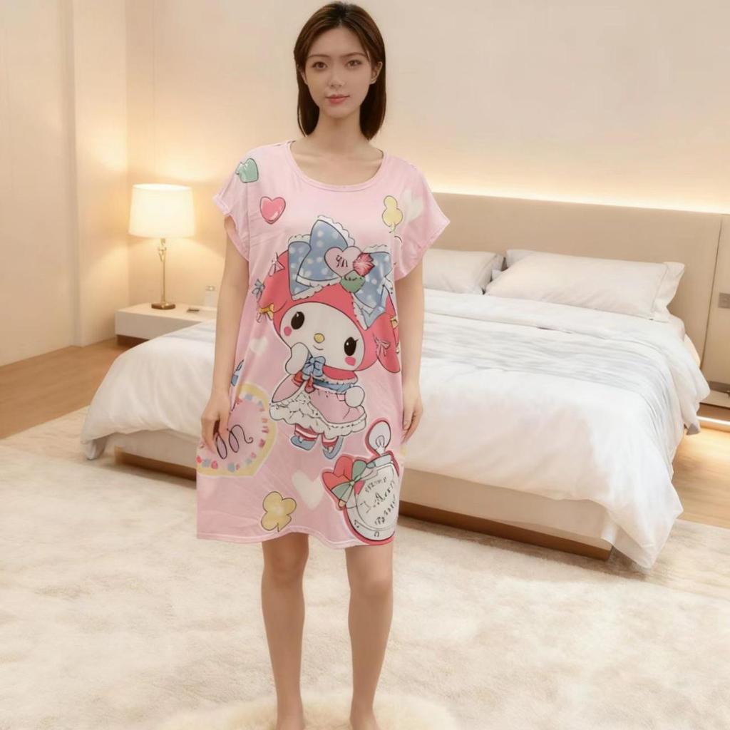Women's Cute Summer Cartoon Pajamas: Loose Nightgown Homewear