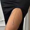 Sexy Metal Snake Pendant Tassel Thigh Chain Double Layer Elastic Beaded Body Chain Jewelry For Women