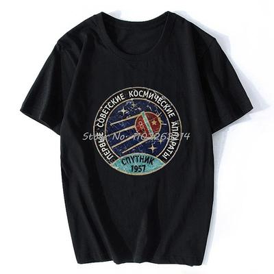 New CCCP Space Exploration Programs Commemorative Sputnik 1 Badges Vintage Tshirt Unisex Cotton Oversized Streetwear Harajuku