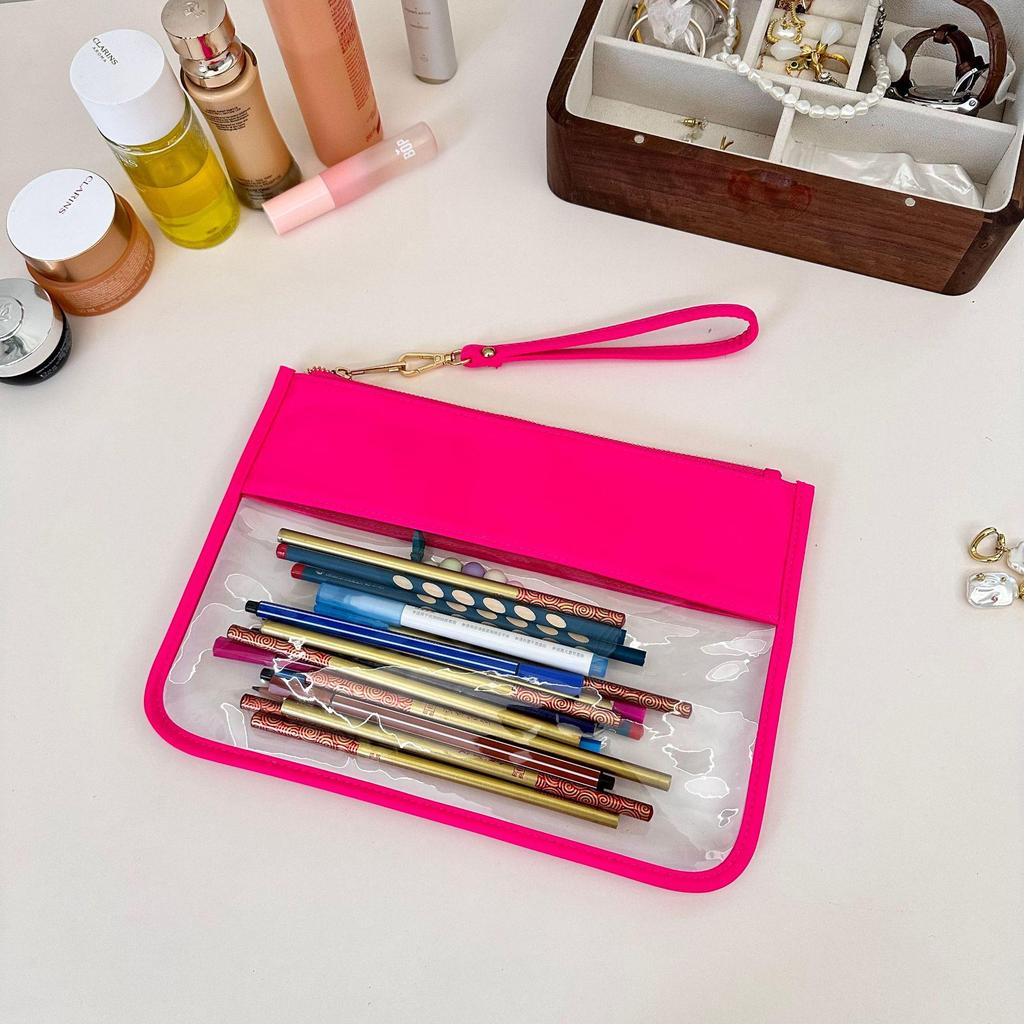 Transparente wasserdichte Reise-Kosmetik- und Snacktasche aus PVC - Großes Fassungsvermögen