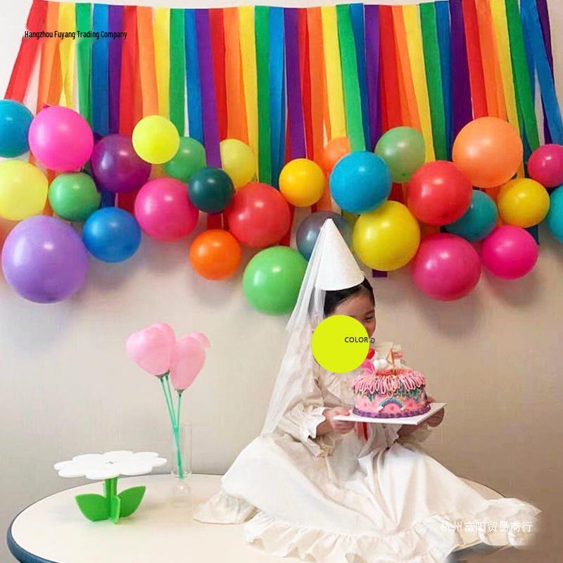 Colorful Balloons, Streamers & Silk Ribbons Set for Birthday Decorations - Ideal for Kindergarten Parties on June 1st