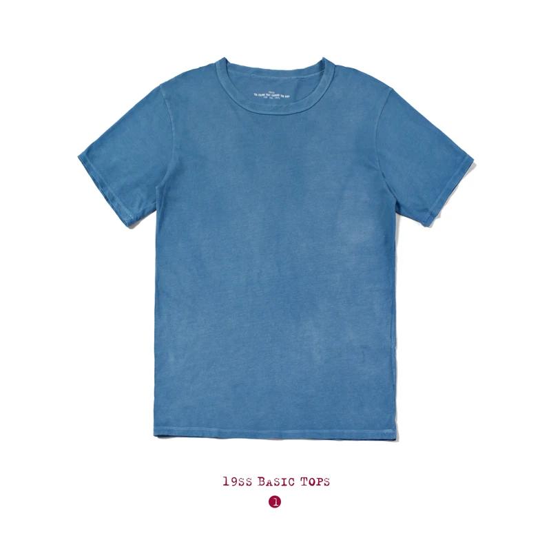 BADBOWL High Quality Cotton Indigo T-shirt Handmade Plant Dyeing T-shirt Short Sleeve Round Neck Japanese Retro Style Tops