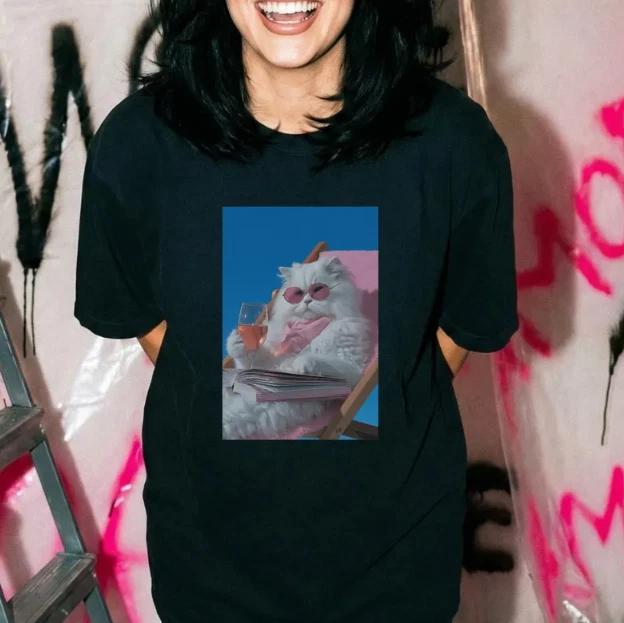 Funny Cat Graphic Tee, Cool Cat Sunglasses Shirt, Aesthetic Cat Lover Meme 4XL