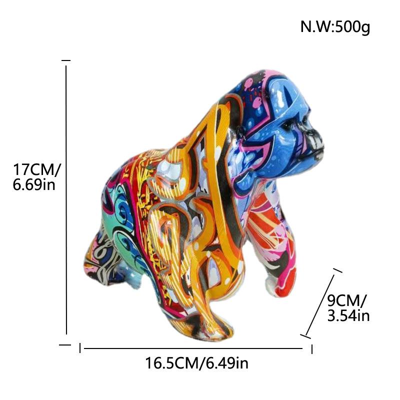 

Creative Cartoon Graffiti Gorilla Sculpture, Resin Crafts, Home Decoration, Indoor, Living Room, Office, Animal Sculptures