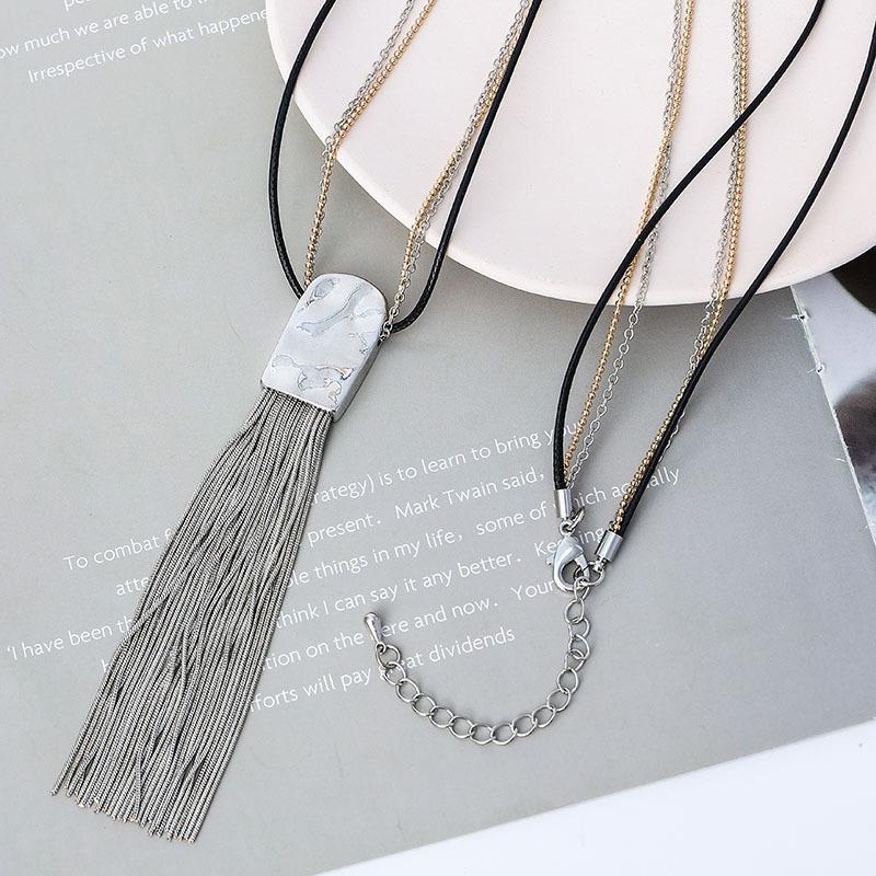 Women'S Alloy Tassel Long Fashion Accessories Vintage Simple Necklace Pendant Sweater Chain