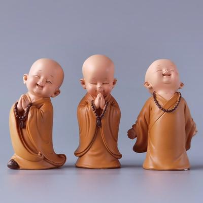 Small Cute Buddha Statue Monk Chinese Style Resin Handicrafts Figurine Ornament Home DecorZ