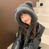 Cute Plush Bear Ears Hat Female Autumn and Winter Warm Ear Protection Big Head Circumference Shows a Small Tide