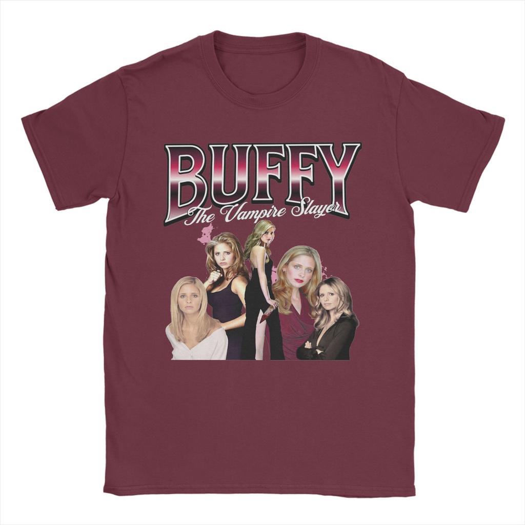 Cool Buffy the Vampires Slayer T-Shirts Men Crewneck Pure Cotton T Shirt TV Show Short Sleeve Tees Plus Size Clothes