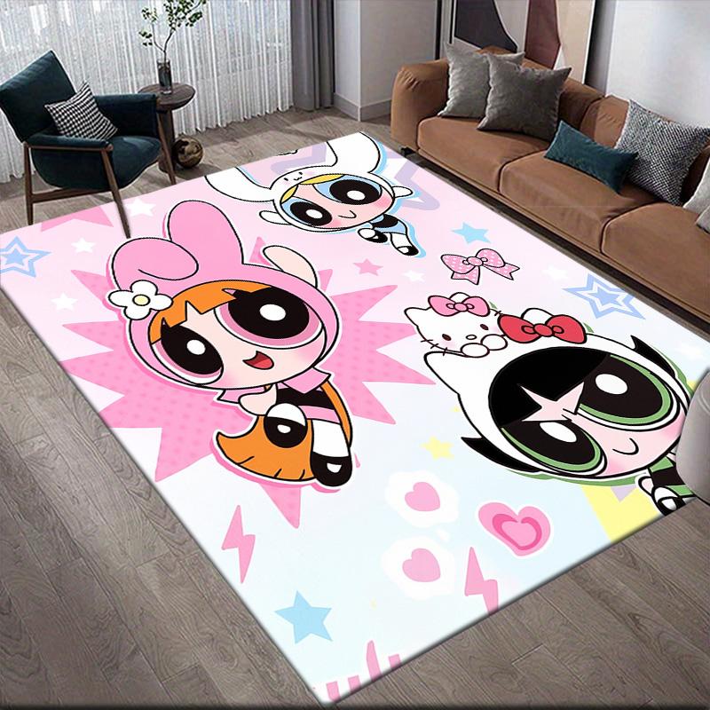Dreamy The Powerpuff Girls Anti-slip Floor Mat, Rectangular Carpet for Bedroom, Game Room and Living Room