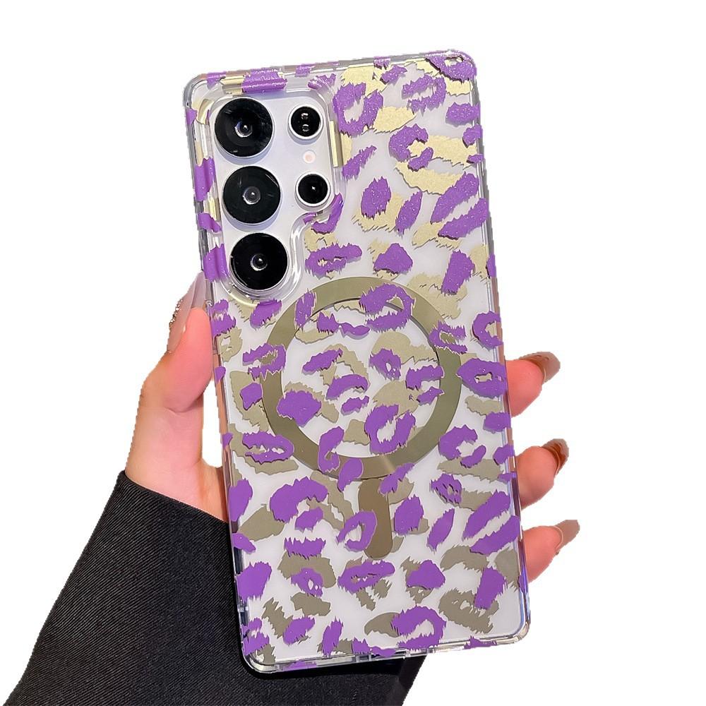 New Model Suitable for Samsung S25 Ultra Magnetic Phone Case Light Luxury Leopard Print Samsung S24FE Protective Case S25Plus