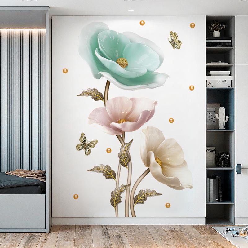 Orchid Wall Stickers DIY Decoration Living Room Home Decor Flowers Bedroom Art Decals