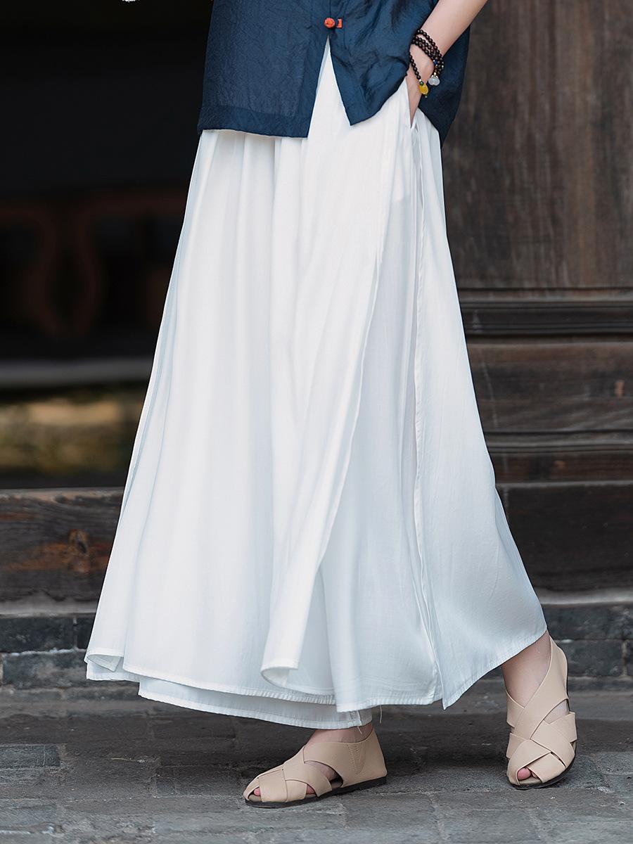 

Johnature Женские повседневные однотонные широкие брюки с эластичной резинкой на талии, летние брюки, свободные брюки длиной до щиколотки One Size белый