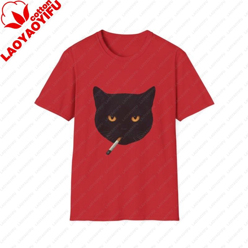 

Smoking Cat Y2K TShirt Funny Cat Lover Unisex Tee for Cat Owners Quirky Gift for Birthdays Halloween Apparel Pet Lover Fashion 3XL