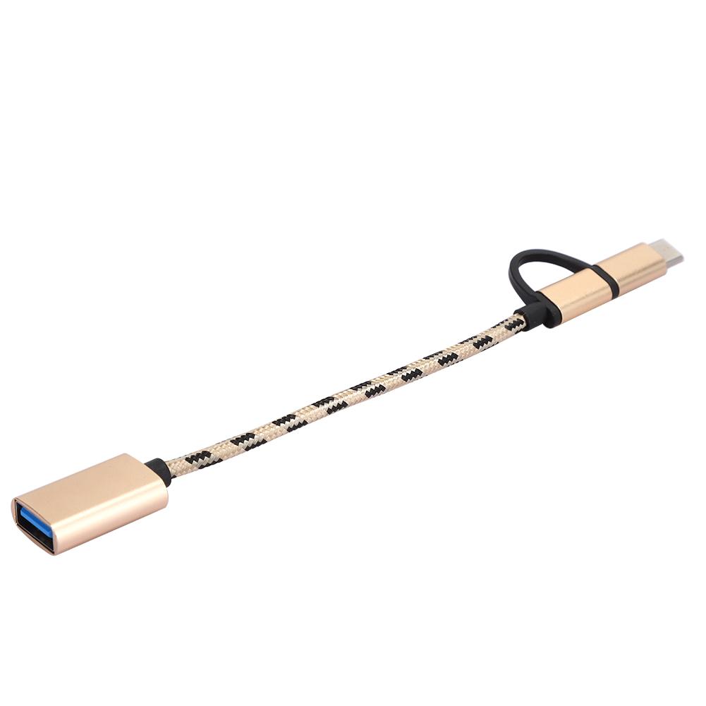 2Pcs Type C 2 In 1 OTG Transfer Wiring Adapter Electronic Transfer Connector USB3.0(Gold )