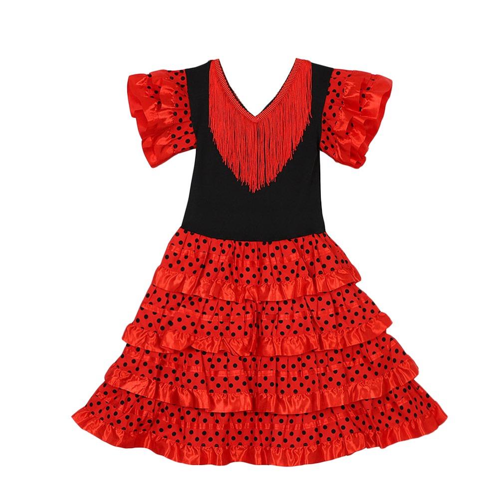 Short Sleeve Spanish Dance Dress Dot Design Gypsy Dress Fashion Traditional Spanish Dress Carnival