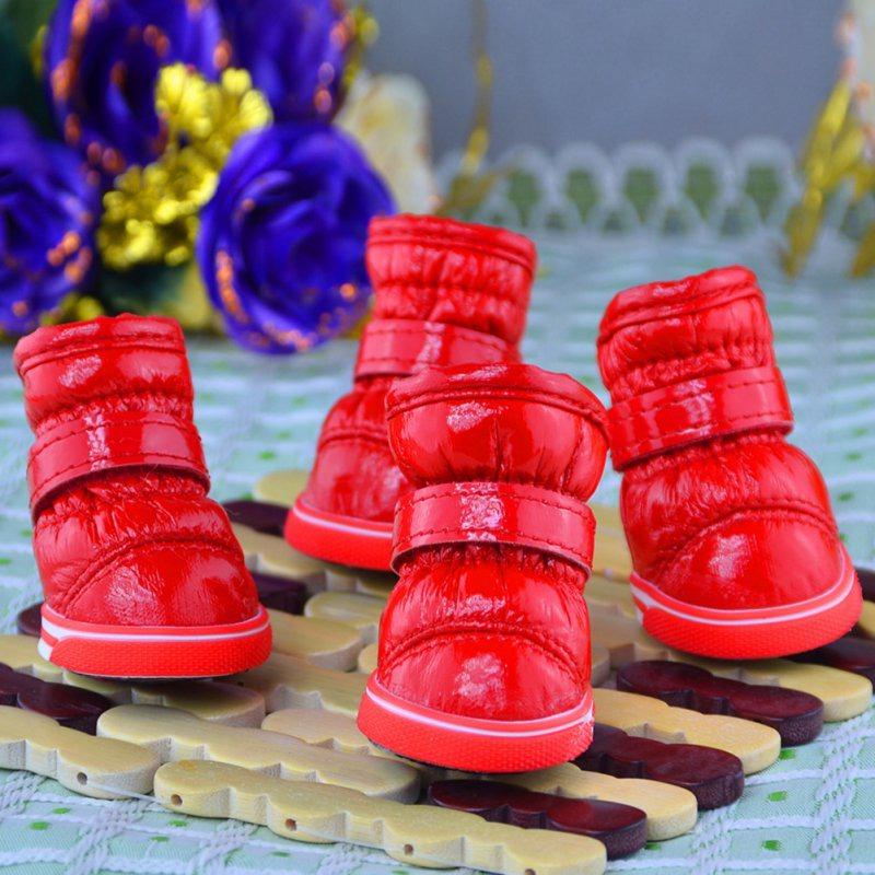 4pcs/set Waterproof Pet Shoes Winter Snow Boots Casual Warm Slip-Resistant Anti-slip Boots For Small Medium Dog Shoes Footwear