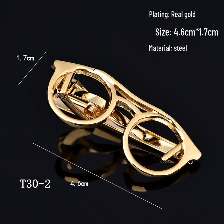 Herren Krawattennadel Kollektion: Goldene Brille, Schlüssel, Anker, Blätter, Schnurrbart, AK, Saxophon, Angelhaken, Pfeife, Kugel, Kragenclips