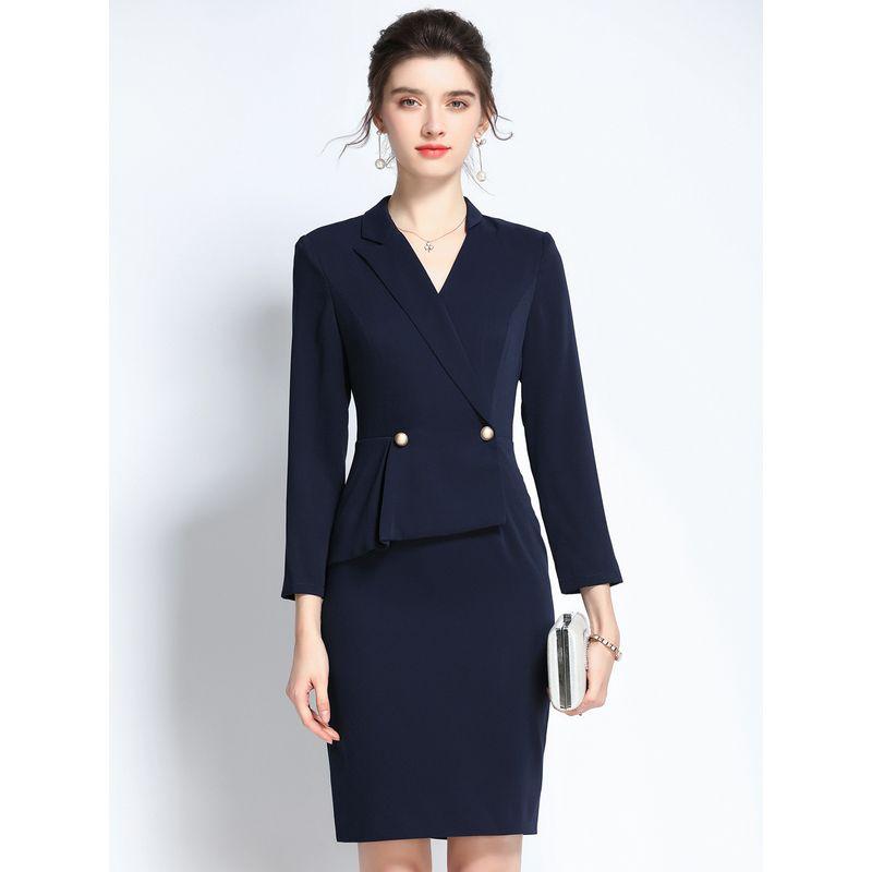 

Рабочая одежда Ol Базовый костюм Юбка Платье 2025 Весна Новое поступление Темно-синий Приталенный Костюм-юбка Юбка Женская одежда Navy S