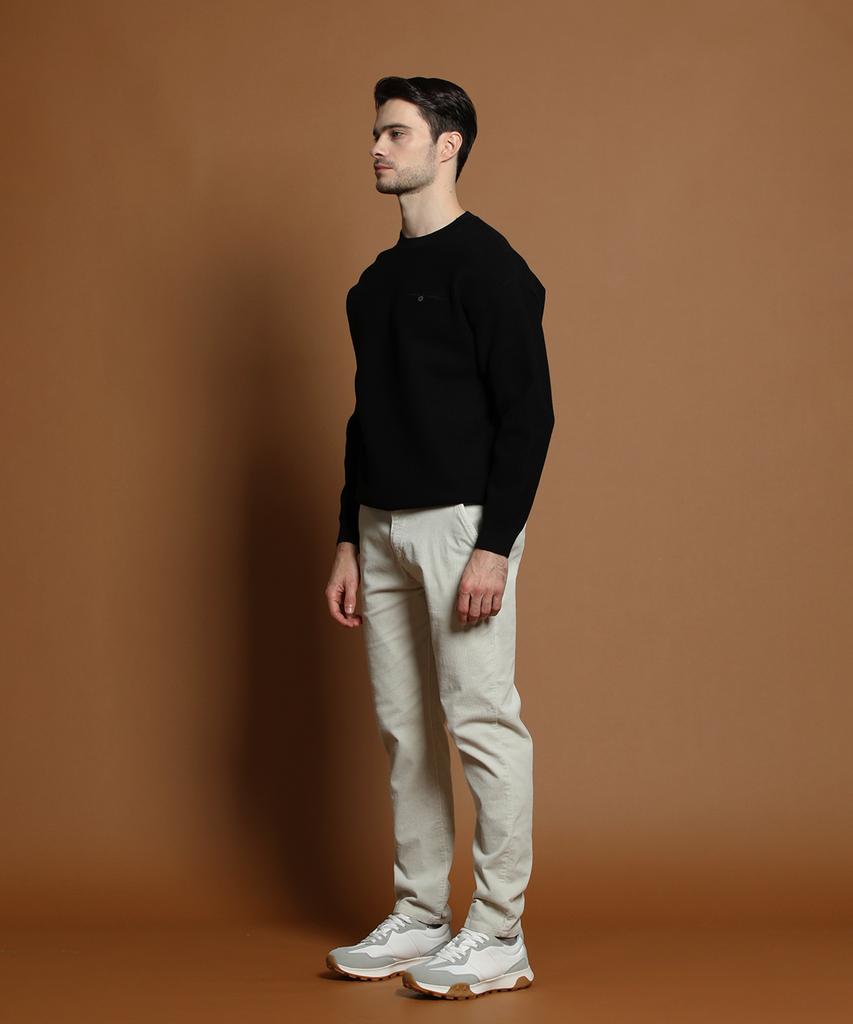 PANICALE Black Wool Blend Waffle Round Knit