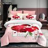 Love Heart Bedding Sets Queen Size Microfiber Romantic Wedding Duvet Cover Set Gift For Valentine's Day For Girls Women Bedroom