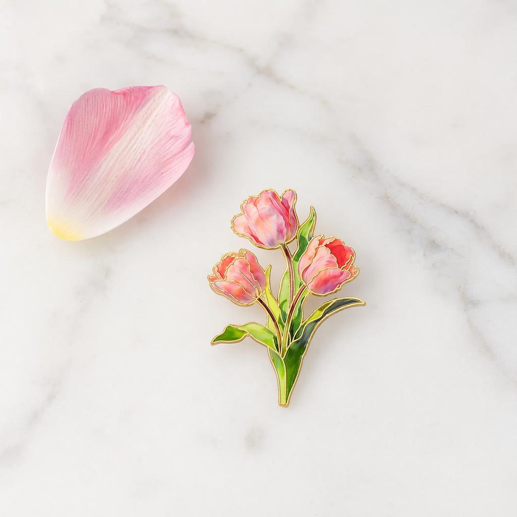Pin Brooch Pin Enamel Flower Design with Smooth Edges Lightweight