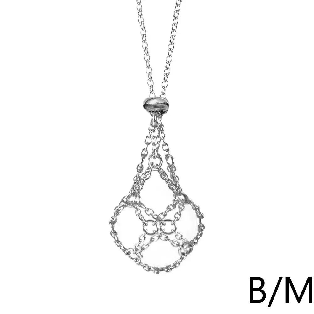Steel Design Crystal Cage Necklace Holder Net Metal Chain Stone Collecting Holder Adjustable Pendant Jewelry