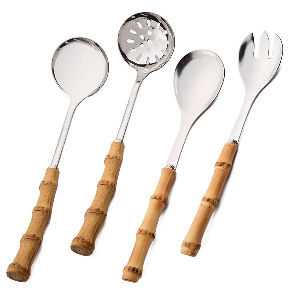 4/5/7-piece Cheese Knife Set Stainless Steel Silverware Set Bamboo Handle Utensils Hostess Serving Set for Buffet Home