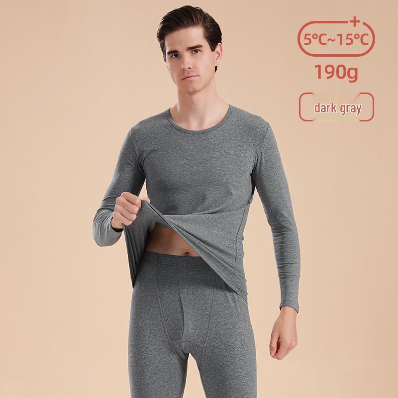 Unisex Slim Fit Cotton Round Neck Warm Underwear Set - Plus Size, Autumn/Winter