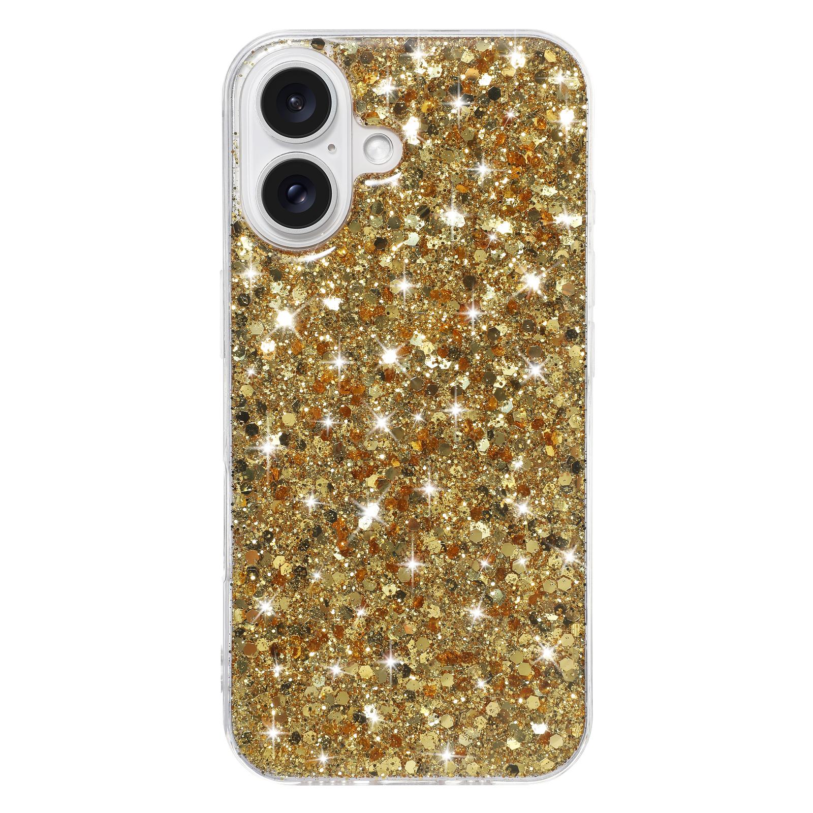 

For iPhone 16 Case TPU Drop Protection Epoxy Glittery Sequins Phone Cover