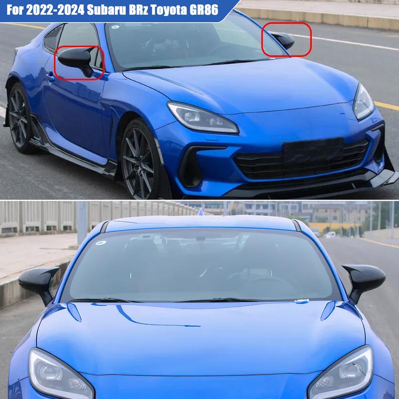 Side Rearview Mirror Cap Wing Mirror Cover For   2024 2025 Subaru BRZ Toyota GR86 Carbon Fiber Style Glossy Black