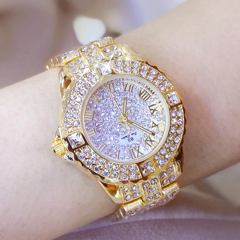 AUP1 Damenuhren Diamant Gold Uhr Damen Armbanduhren Luxusmarke Strass Damen Armbanduhren Weiblich Relogio Feminino