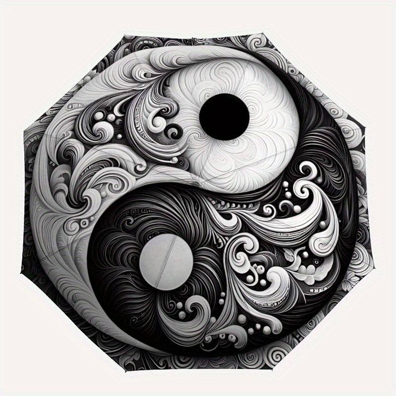 

1pc Yin Yang Swirls Auto Open/close, All-Season Portable Folding Umbrella for Women & Men, Travel, Everyday, Formal Events - Compact Luxury Parasol, O