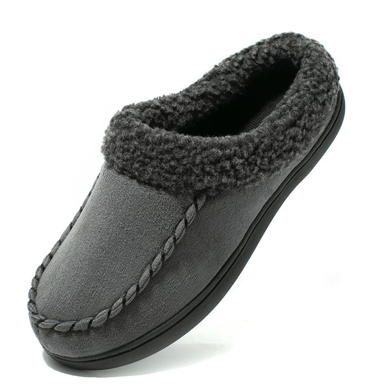 Men Winter Warm Slippers Fur Slippers Men Plush Slipper Cotton Shoes Non-slip Solid Color Indoor Casual Slippers Big Size 46 47