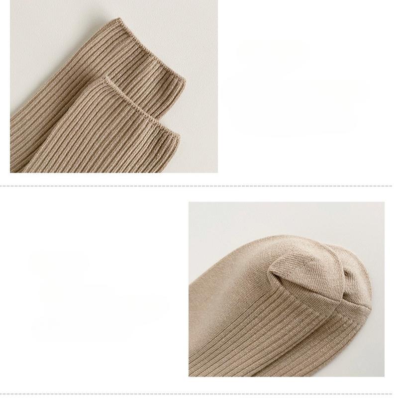 6 Pairs Autumn and Winter Pure Color Women Loose Socks Rib Cotton Fashion Basic Daily Classic Female Sock