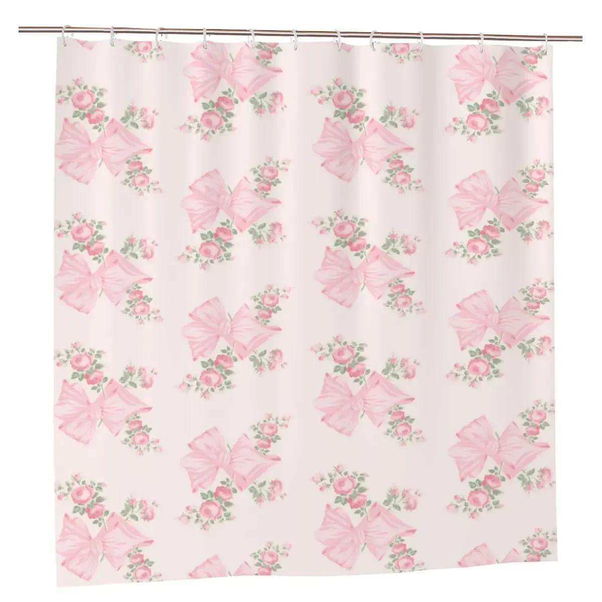 

Bow Pattern Shower Curtain - Waterproof Polyester Fabric, Includes 12 Hooks,Cute Pet Lover Bathroom Decoration W60H190(CM)-1 Pcs