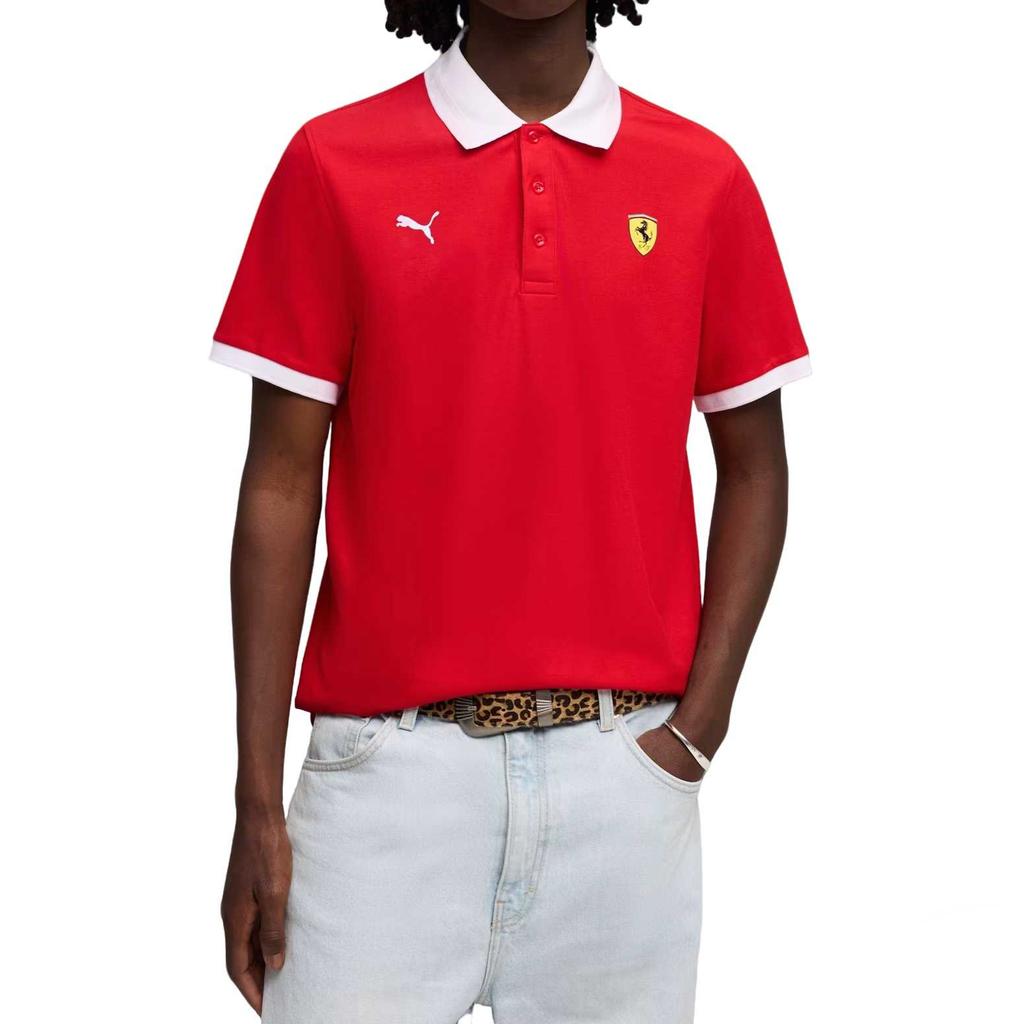 Puma Scuderia Ferrari Pique Pullover Short Sleeve Polo Shirt Men tops 634248-02