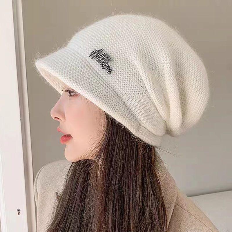 

Pile hat children s autumn and winter versatile warm knitted wool hat cold rabbit hair confinement baotou hat average size (elastic)