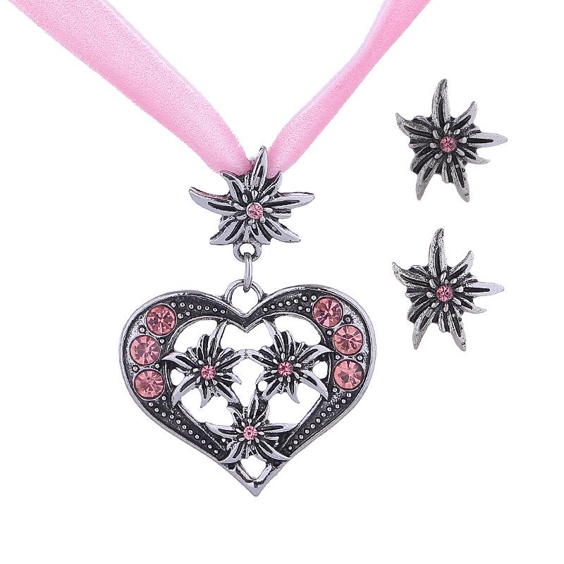 Edelweiss Women's Luxury Necklace: Heart Diamond Flower Choker