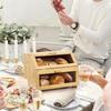 Boîte à pain en bambou à double compartiment et organisateurs de collations Portables pour le stockage de boulangerie et l'utilisation de fournitures de cuisine