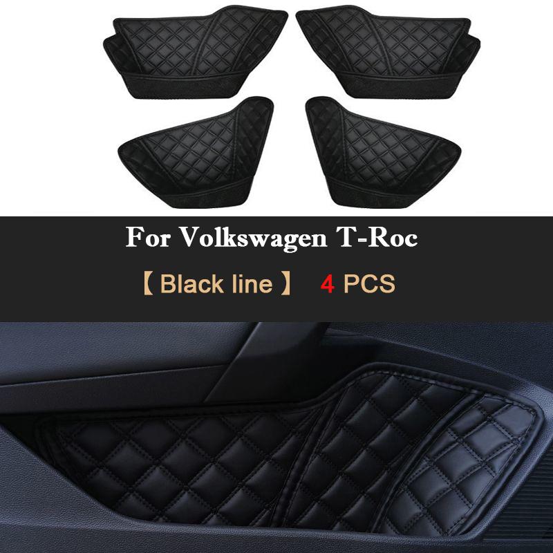 Für VW Volkswagen T-Roc 2017-2025 Auto Tür Seite Aufbewahrungsbox Vorne Hinten Seite Leder Türrille Matte Aufbewahrungs Organizer Zubehör