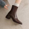 Krazing Pot Mikrofaser Herbst Winter Schuhe Dicke Mittelhohe Absätze Größe 43 Chelsea Boots Aprikose Reißverschluss Stiefeletten
