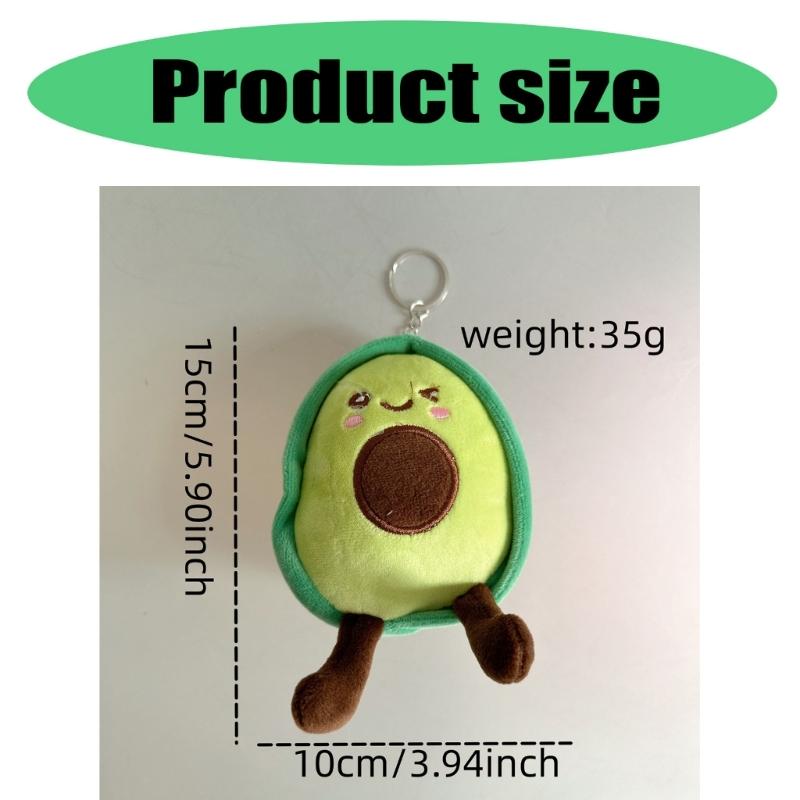 Stylish Avocado Pendant Keychain Fashionable Plush Toy Accessory Soft Polyester Yolk Bag Charm for Girls and Women