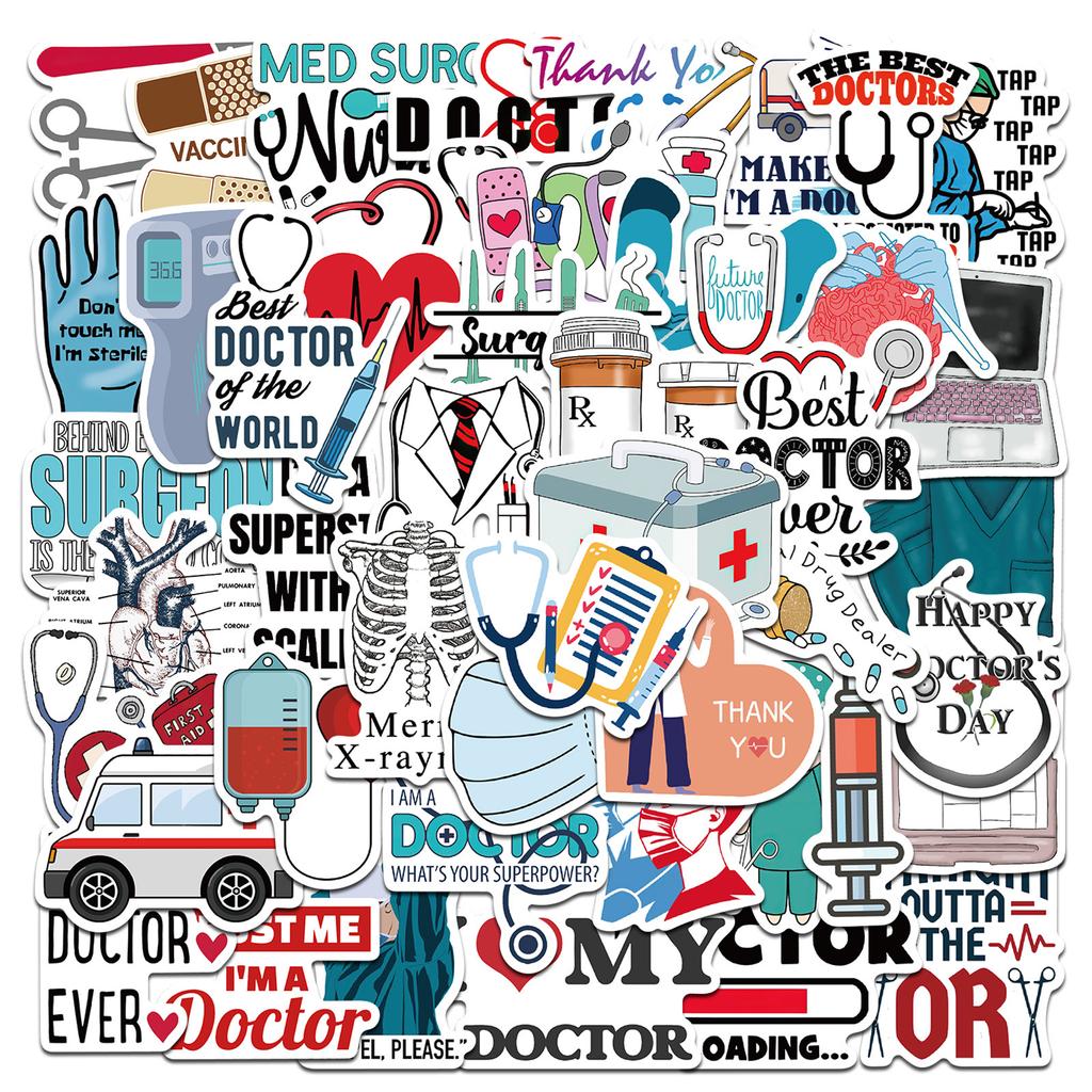 50 Cartoon Professional Doctor Graffiti Stickers Decorate Suitcase Notebook Waterproof Stickers