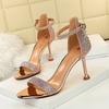Fashion Rhinestone High Heels Women Pumps Sexy Kitten Heels Party Shoes Open Toe Women Sandals Heel Stiletto Wedding Sandalias De Mujer