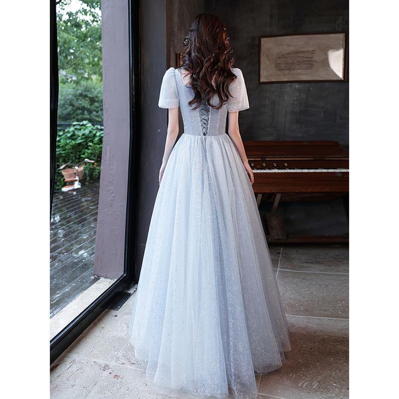 Art exam evening dress skirt women's banquet temperament light luxury niche high-end high-end sense vocal bridesmaids annual meeting host blue