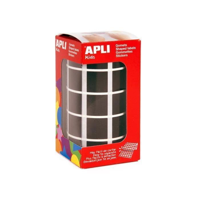 Rouleau De Gommettes Carrées - APLI - 20 Mm - Noir - 59 Feuilles - Adhésif Permanent